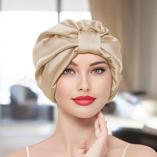 Bonnet en satin doré