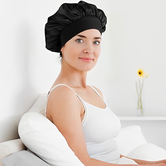 Bonnet de nuit soie cheveux court