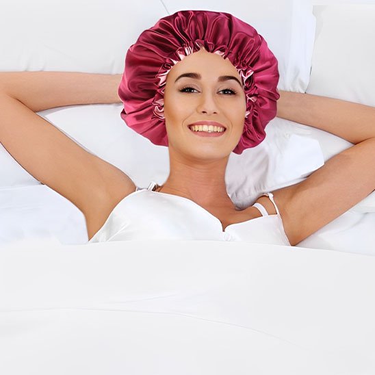 Bonnet en soie pour cheveux ajustable 