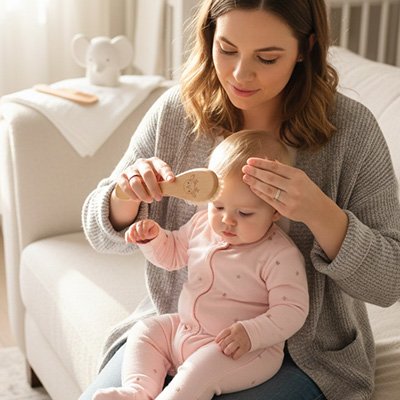 Brosse cheveux  pour  bebe sans  risque 