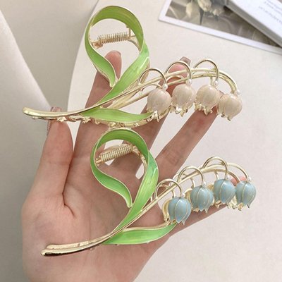Pince  fleur  cheveux  tige  or