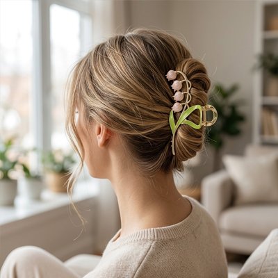 Pince  fleur   cheveux  accessoires  tendance